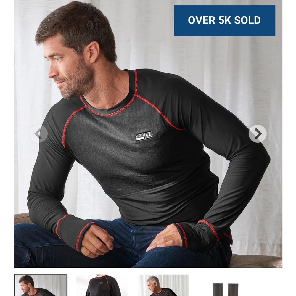 Sharper Image Men's Black and Red Long Sleeve Shirt